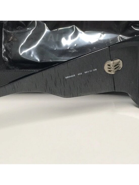 New Authentic Balenciaga BB0002S 003 Grey/Silver Mirror Shield Sunglasses